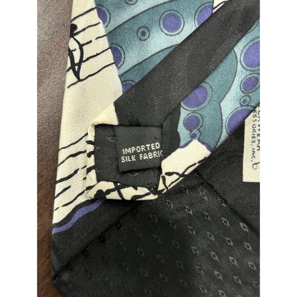 Vintage Deco Mode Upbeat Necktie Music Themed Silk Tie Black Abstract Notes - Picture 3 of 8